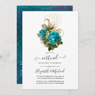 Invitation Mariage virtuel de Midnight Forest Turquoise et Go