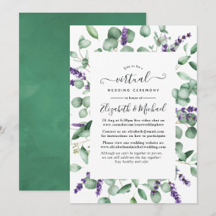 Invitation Mariage Virtuel de Verdure à la Lavande d'Eucalypt