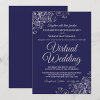 Mariage Virtuel Élégant Bleu Marine Silver Frills