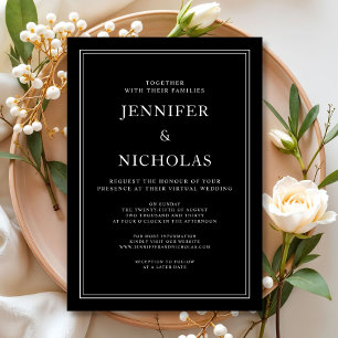 Invitation Mariage Virtuel Élégant Classique Noir Et Blanc