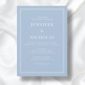 Invitation Mariage Virtuel Élégant Formel Bleu Poudre