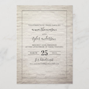 Invitation Mariage virtuel en brique noire et blanche
