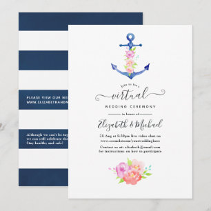 Invitation Mariage virtuel en ligne aquarelle nautique