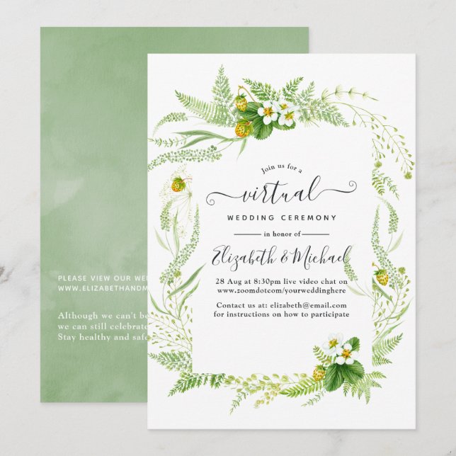 Invitation Mariage Virtuel En Ligne Campagnard Rustique (Devant / Derrière)