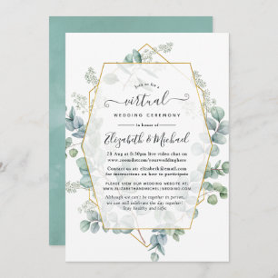 Invitation Mariage virtuel en ligne Eucalyptus géométrique te
