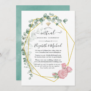 Invitation Mariage virtuel en ligne Eucalyptus Rose