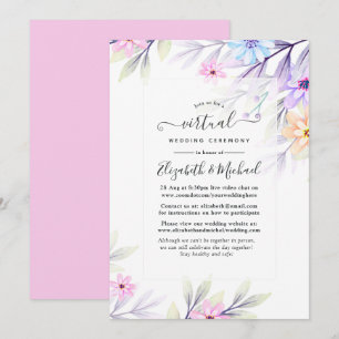 Invitation Mariage Virtuel En Ligne Floral Aquarelle Pastel