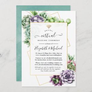 Invitation Mariage virtuel en ligne géométrique Succulent