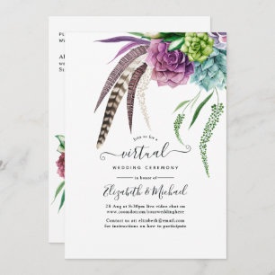 Invitation Mariage virtuel en ligne mystique Boho Succulent