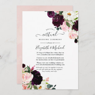 Invitation Mariage virtuel en ligne Plum et Blush Pink