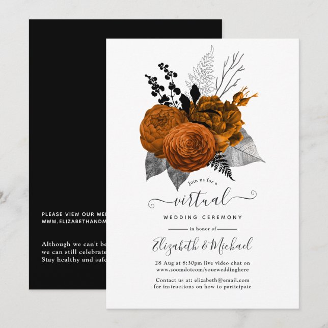 Invitation Mariage virtuel en ligne sur le thème d'Halloween  (Devant / Derrière)