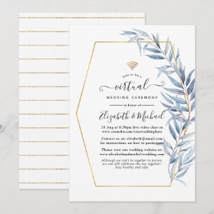 Invitation Mariage virtuel Feuille Eucalyptus géométrique