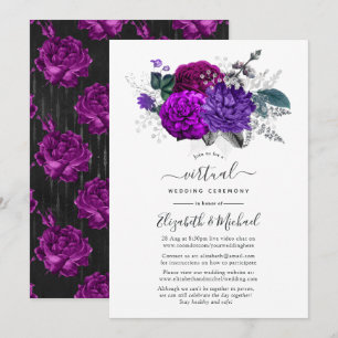 Invitation Mariage Virtuel Fleurie de Pourpre Royale et d'Arg