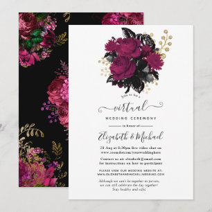 Invitation Mariage Virtuel Fleurie Marsala et Or