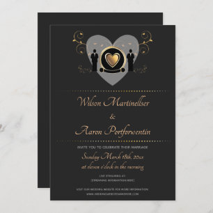 Invitation Mariage virtuel Gold Heart Homme