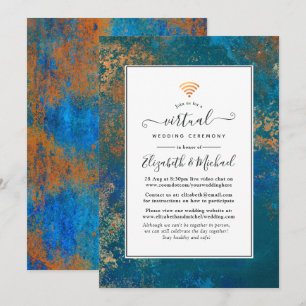Invitation Mariage Virtuel Grunge Patine de Cuivre & Turquois