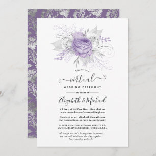 Invitation Mariage virtuel Lavande et Silver Floral
