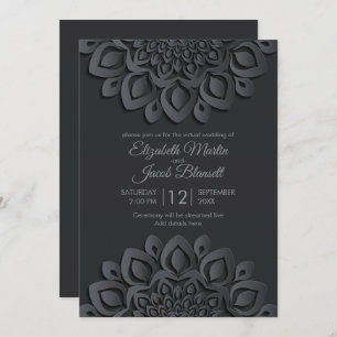 Invitation Mariage virtuel Mandala Black Papercut