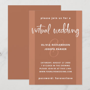 Invitation Mariage virtuel moderne   Couleur cuivre et blanc