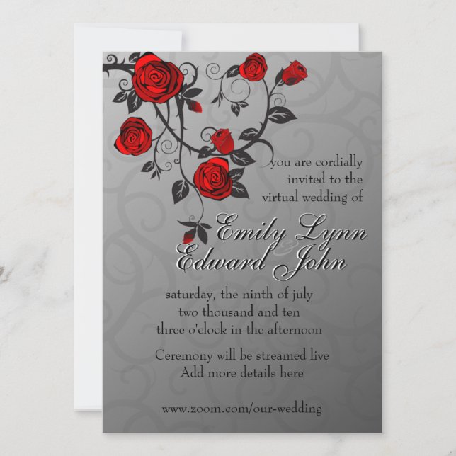 Invitation Mariage virtuel Rose enchanté (Devant)