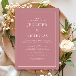Invitation Mariage Virtuel Rose Poussiéreux Formel Élégant 