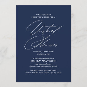Invitation Mariage Virtuel Thème Calligraphie Moderne Bleu Ma