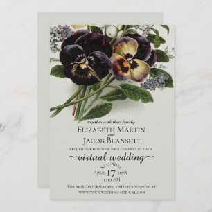 Invitation Mariage virtuel vintage Purple Pansy