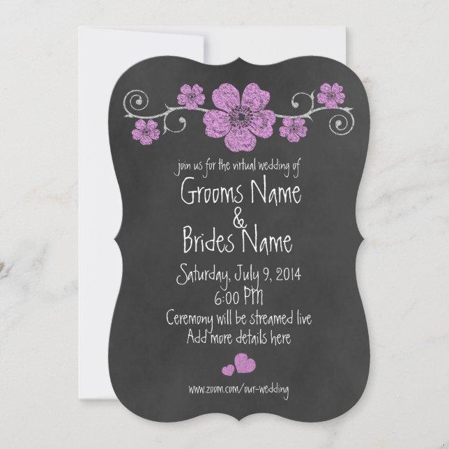 Invitation Mariage virtuel Wild Rose Roses Chalkboard (Devant)