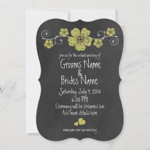 Invitation Mariage virtuel Wild Yellow Roses Chalkboard