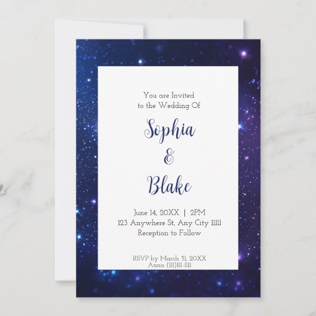 Invitation Mariage Vivant Céleste Nuit Étoilée (Devant)