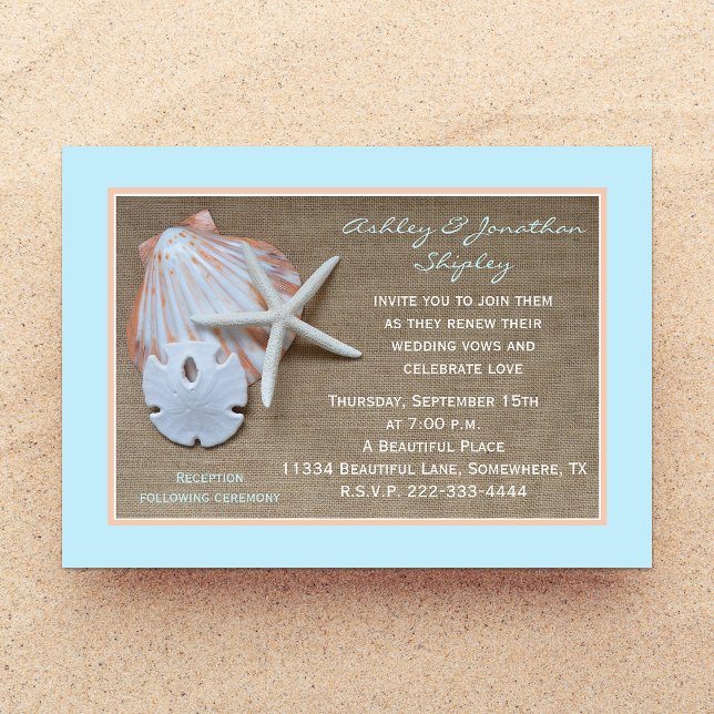 Invitation Mariage Vow Renewal Beach Burlap Look (Créateur téléchargé)