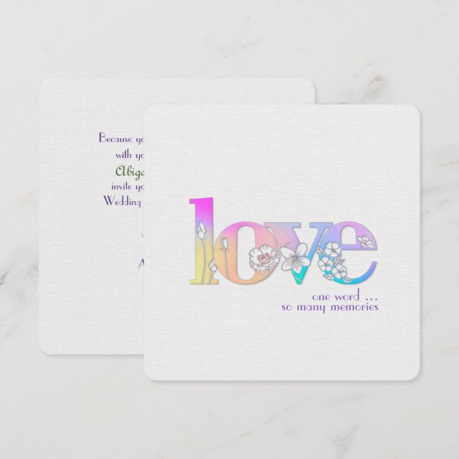 Invitation Mariage Vow Renewal-floral love font (Devant / Derrière)