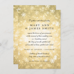Invitation Mariage Vow Renewal Gold Winter Wonderland Sparkle
