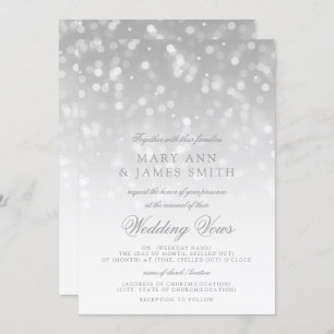 Invitation Mariage Vow Renewal Silver Bokeh Sparkle Lights
