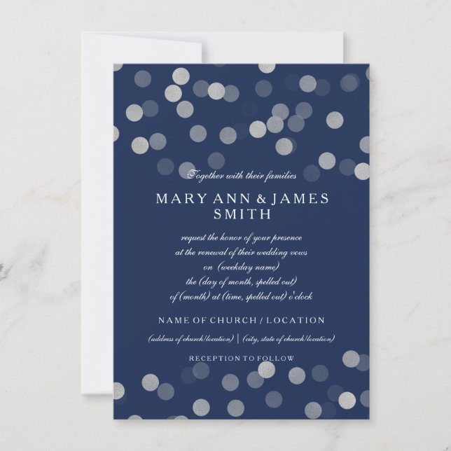 Invitation Mariage Vow Renouvel Sliver Parties scintillant Ma (Devant)