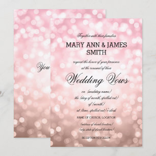 Invitation Mariage Vow Renouvellement Rose Lumières de Partie