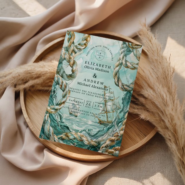Invitation Mariage Voyage Corde Naútico (Créateur téléchargé)