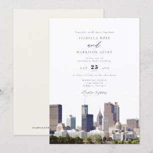 Invitation Mariage Watercolor Atlanta Georgia Skyline