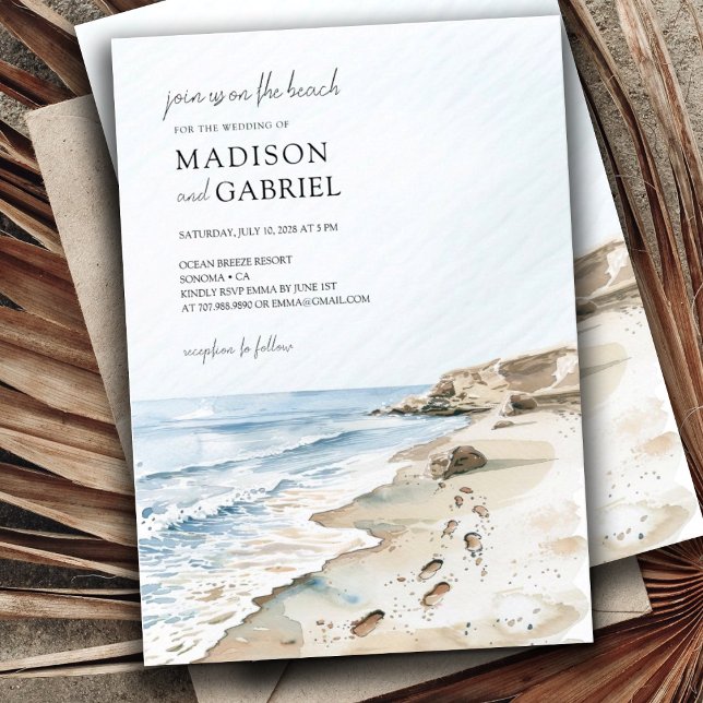 Invitation Mariage Watercolor Beach (Créateur téléchargé)
