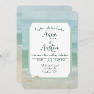 Invitation Mariage Watercolor Ocean Beach Frame
