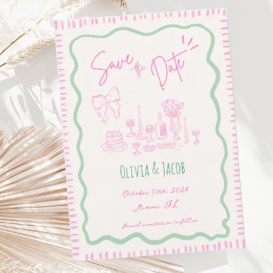 Invitation Mariage Wavy à la main de Whimsical tiré Bow