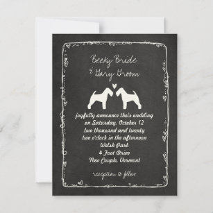 Invitation Mariage Welsh Terrier Silhouettes