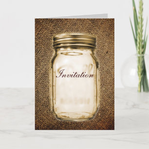 Invitation mariage western country extérieur jar mason toile 