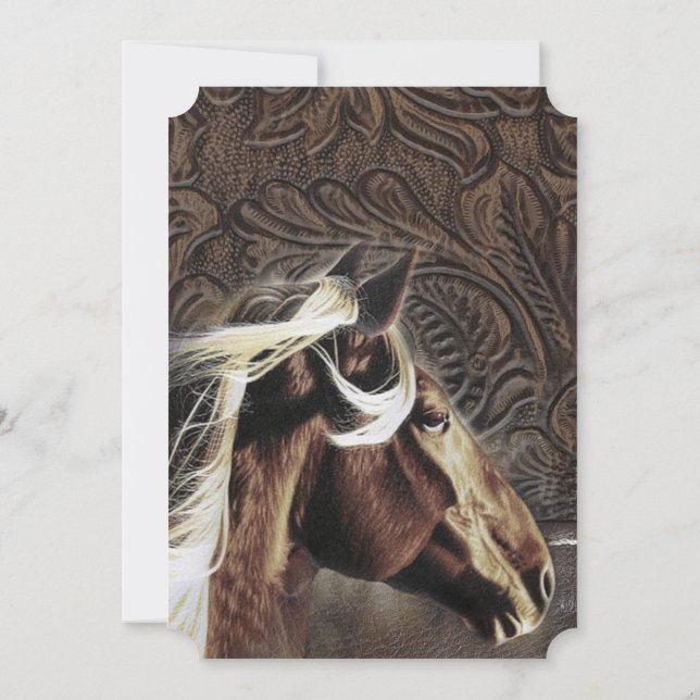 Invitation mariage western country rustique cowboy cheval (Dos)