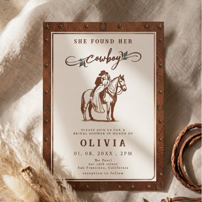 Invitation Mariage western rustique Elle a trouvé sa douche d (Créateur téléchargé)