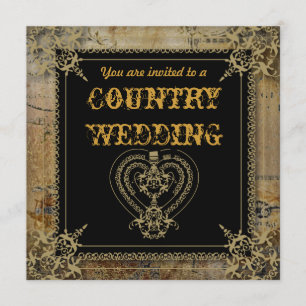 Invitation Mariage western saloon rustique à la campagne