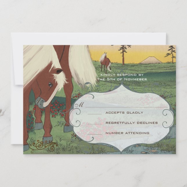 Invitation Mariage Whimsical Cheval RSVP (Devant)