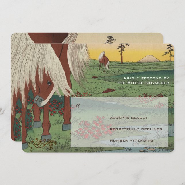 Invitation Mariage Whimsical Cheval RSVP (Devant / Derrière)