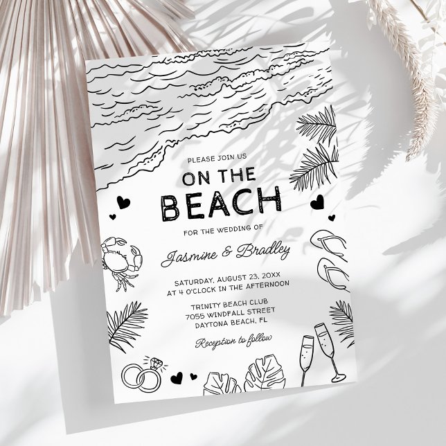 Invitation Mariage Whimsical Doodle Beach (Créateur téléchargé)