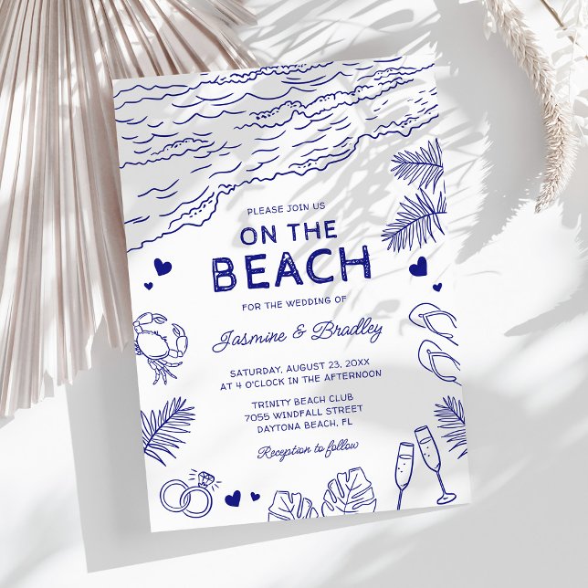 Invitation Mariage Whimsical Doodle Beach (Créateur téléchargé)